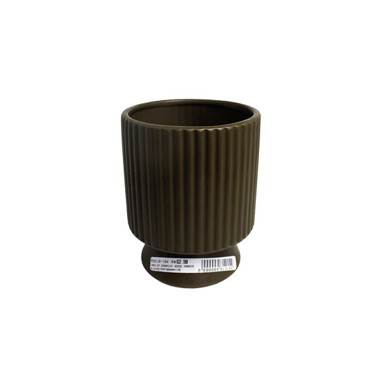 Imagem VASO DECORATIVO EM CERÂMICA COM PÉ VERDE OLIVA 15X12 CM - GRILLO 59210