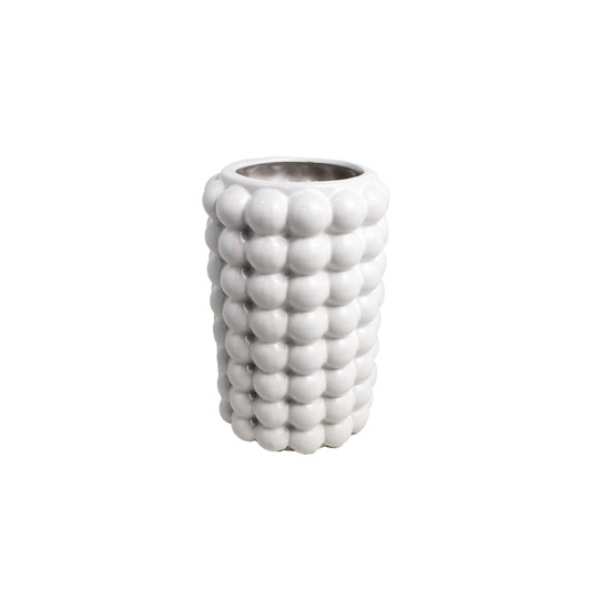 Imagem VASO DECORATIVO EM CERÂMICA BRANCO 21X13 CM - GRILLO 59203