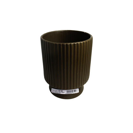 Imagem VASO DECORATIVO EM CERÂMICA COM PÉ VERDE OLIVA 17X14 CM - GRILLO 59209