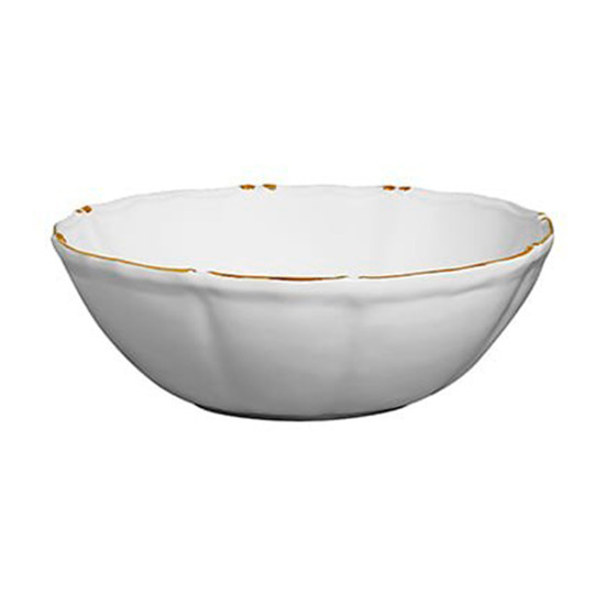 Imagem TIGELA DE CERÂMICA COR BRANCO COM DOURADO 27,5X27,5X9,5CM - SCALLA