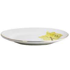 Imagem de TRAVESSA PEQUENA EM CERÂMICA BRANCA FILETE DOURADO ESTAMPA YPÊ AMARELO - SCALLA  - Scalla Ceramica Artistica Ltda-Epp