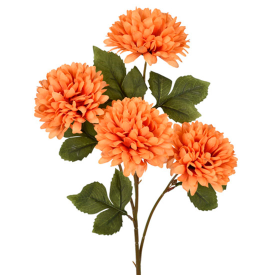 Imagem HASTE PERMANENTE DE CRISÂNTEMO LARANJA EM PLÁSTICO MOLDÁVEL 70X16 CM - GRILLO