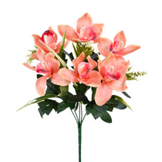 Imagem de BUQUÊ PERMANENTE DE CYMBIDIUM EM PLÁSTICO MOLDÁVEL NA COR LARANJA 40X17 CM - GRILLO - Grillo Ltda