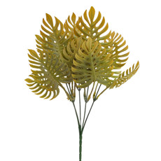 Imagem de BUQUÊ PERMANENTE COSTELA DE ADÃO AMARELO OUTONO EM PLÁSTICO MOLDÁVEL 36X12CM GRILLO - Grillo Ltda