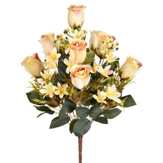 Imagem de BUQUÊ MISTO DE ROSAS E LÍRIOS AMARELO OUTONO EM PLÁSTICO MOLDÁVEL 51X18 CM - GRILLO - Grillo Ltda