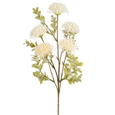 Imagem de HASTE DECORATIVA DE CRISÂNTEMO BRANCO EM PLÁSTICO MOLDÁVEL 62X17 CM - GRILLO - Grillo Ltda