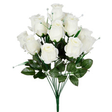 Imagem de BUQUÊ DECORATIVO PERMANENTE DE ROSAS CREME EM PLÁSTICO MOLDÁVEL 50X30 CM - GRILLO - Grillo Ltda