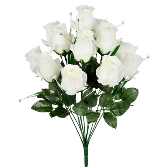 Imagem BUQUÊ DECORATIVO PERMANENTE DE ROSAS CREME EM PLÁSTICO MOLDÁVEL 50X30 CM - GRILLO