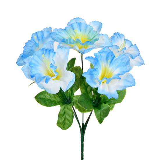 Imagem BUQUÊ DECORATIVO PERMANENTE DE HIBISCUS AZUL CLARO EM PLÁSTICO MOLDÁVEL 21X17CM