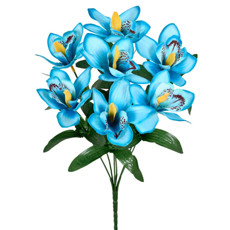 Imagem de BUQUÊ DECORATIVO PERMANENTE DE ORQUÍDEA CYMBIDIUM AZUL EM PLÁSTICO 33X12 CM - GRILLO - Grillo Ltda