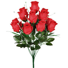 Imagem de BUQUÊ DECORATIVO PERMANENTE DE ROSAS VERMELHAS EM PLÁSTICO MOLDÁVEL 50X30CM GRILLO - Grillo Ltda