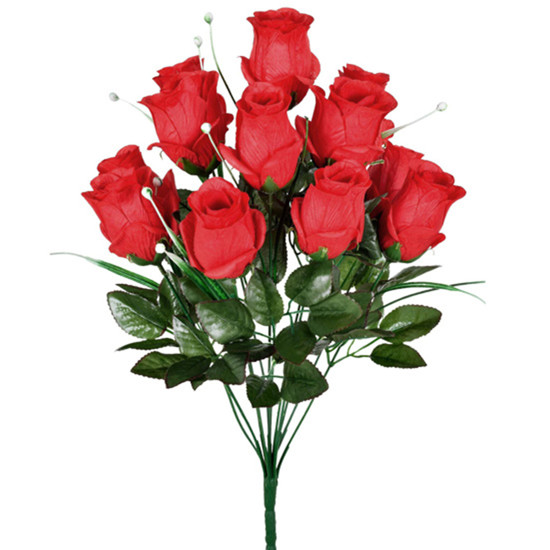 Imagem BUQUÊ DECORATIVO PERMANENTE DE ROSAS VERMELHAS EM PLÁSTICO MOLDÁVEL 50X30CM GRILLO