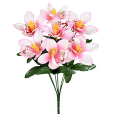 Imagem de BUQUÊ DECORATIVO PERMANENTE DE ORQUÍDEA CYMBIDIUM ROSA EM PLÁSTICO 33X12 CM - Grillo Ltda