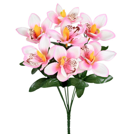 Imagem BUQUÊ DECORATIVO PERMANENTE DE ORQUÍDEA CYMBIDIUM ROSA EM PLÁSTICO 33X12 CM