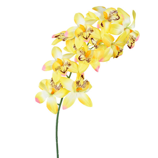 Imagem HASTE PERMANENTE DE CYNBIDIUM AMARELO EM PLÁSTICO MOLDÁVEL 71X13 CM - GRILLO