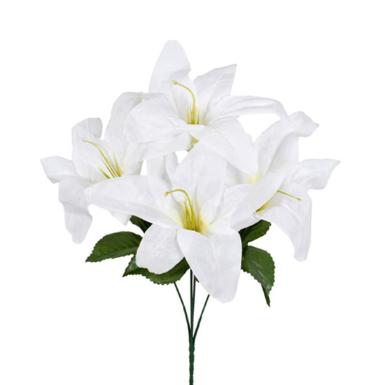Imagem BUQUÊ DECORATIVO PERMANENTE DE LÍRIO CREME EM PLÁSTICO MOLDÁVEL 41X21 CM - GRILLO