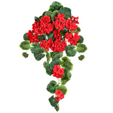 Imagem de BUQUÊ PENDENTE DE GERÂNIO VERMELHO PERMANENTE EM PLÁSTICO 65X37 CM - GRILLO - Grillo Ltda