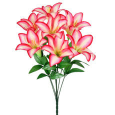 Imagem de BUQUÊ DECORATIVO GRANDE DE LÍRIO ROSA EM PLÁSTICO MOLDÁVEL 65X26 CM - GRILLO - Grillo Ltda