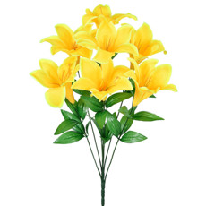 Imagem de BUQUÊ DECORATIVO GRANDE DE LÍRIO AMARELO EM PLÁSTICO MOLDÁVEL 65X26 CM - GRILLO - Grillo Ltda