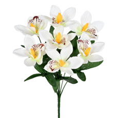 Imagem de BUQUÊ DECORATIVO PERMANENTE DE ORQUÍDEA CYMBIDIUM CREME EM PLÁSTICO 33X12 CM - Grillo Ltda