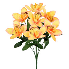 Imagem de BUQUÊ DECORATIVO PERMANENTE DE ORQUÍDEA CYMBIDIUM AMARELO EM PLÁSTICO 33X12 CM - Grillo Ltda