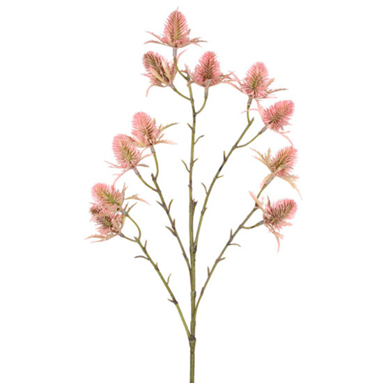 Imagem HASTE DE BOTÕES SILVESTRE ROSA E VERDE DECORATIVO EM PLÁSTICO MOLDÁVEL 65X15CM GRILLO