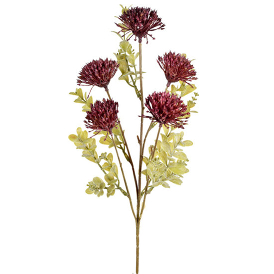 Imagem HASTE DECORATIVA DE CRISÂNTEMO VERMELHO EM PLÁSTICO MOLDÁVEL 62X17 CM - GRILLO