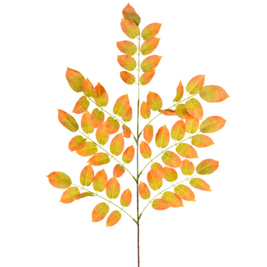 Imagem HASTE DECORATIVA DE FOLHAS VERDE OUTONO EM PLÁSTICO MOLDÁVEL 93X50 CM - GRILLO