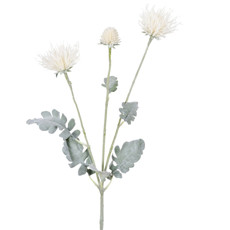 Imagem de HASTE DECORATIVA DE CRISÂNTEMO FLOCADO CREME EM PLÁSTICO 77X12 CM - GRILLO - Grillo Ltda