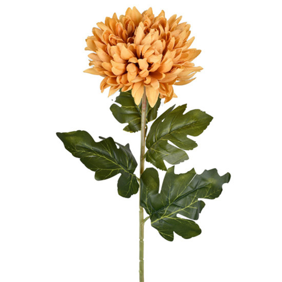 Imagem HASTE DECORATIVA PERMANENTE DE CRISÂNTEMO AMARELO EM PLÁSTICO E CETIM 72X23CM GRILLO