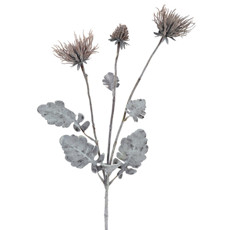 Imagem de HASTE DECORATIVA DE CRISÂNTEMO FLOCADO MARROM CAFÉ EM PLÁSTICO 77X12 CM - GRILLO - Grillo Ltda