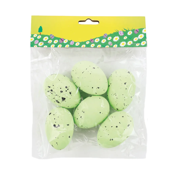 Imagem CONJUNTO DE 6 MINI OVOS VERDES DECORATIVOS EM ISOPOR 6 CM - CROMUS