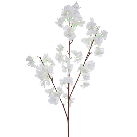 Imagem HASTE DECORATIVA DE CEREJEIRA BRANCA EM CETIM E PLÁSTICO MOLDÁVEL 107X23 CM - GRILLO