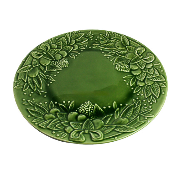 Imagem TRAVESSA RASA REDONDA CELEBRATE VERDE COBRE 38X38X4 CM - SCALLA CERÂMICA