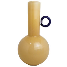 Imagem de VASO DECORATIVO EM VIDRO LARANJA CLARO COM ALÇA 34X17 CM - MABRUK - Mabruk Importacao E Comercio Ltda
