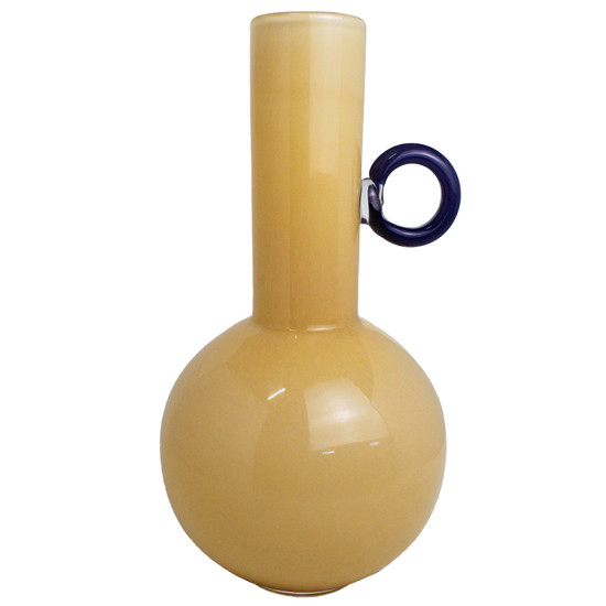 Imagem VASO DECORATIVO EM VIDRO LARANJA CLARO COM ALÇA 34X17 CM - MABRUK