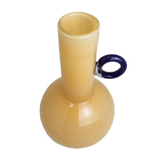 Imagem VASO DECORATIVO EM VIDRO LARANJA CLARO COM ALÇA 34X17 CM - MABRUK