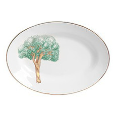 Imagem de TRAVESSA PEQUENA COM BORDA DOURADA YPÊ VERDE EM CERÂMICA BRANCA 23X5 CM - SCALLA - Scalla Ceramica Artistica Ltda-Epp