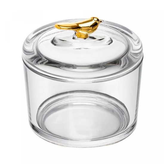 Imagem POTE EM VIDRO GOLDEN BIRD COM TAMPA 8X7X7 CM - WOLFF