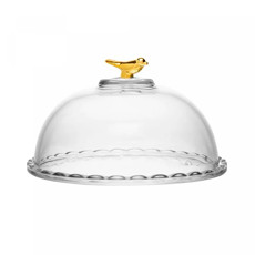 Imagem de QUEIJEIRA GOLDEN BIRD EM CRISTAL ECOLÓGICO COM TAMPA 12X19X19 CM - WOLFF - Rojemac Impotacao E Exportacao Ltda