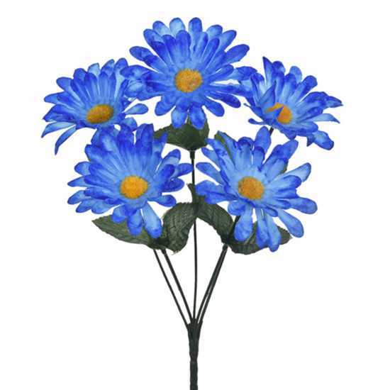 Imagem BUQUÊ DECORATIVO DE FLOR DE GERBERA AZUL EM PLÁSTICO MOLDÁVEL 28X15 CM - GRILLO