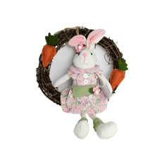 Imagem de COELHA NA GUIRLANDA COM CENOURAS EM POLIÉSTER E MADEIRA 40X30 CM - CROMUS - Cromus Embalagens Ind E Com Ltda