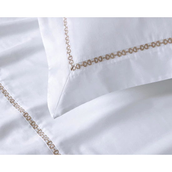 Imagem JOGO DE CAMA KING 4 PEÇAS MONTAGGIO BRANCO CARVALHO EM ALGODÃO - TRUSSARDI
