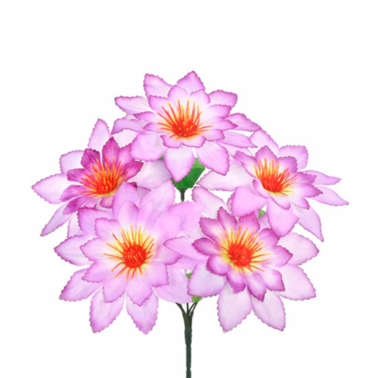 Imagem BUQUÊ DECORATIVO DE DÁLIA ESTRELA LAVANDA EM PLÁSTICO MOLDÁVEL 33X26 CM - GRILLO