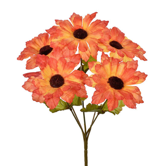 Imagem BUQUÊ DECORATIVO EM PLÁSTICO MOLDÁVEL DE GERBERA LARANJA OUTONO 30X14 CM - GRILLO