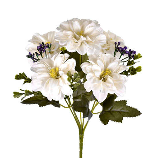 Imagem BUQUÊ DECORATIVO DE DÁLIA CREME EM PLÁSTICO MOLDÁVEL 30X14 CM - GRILLO