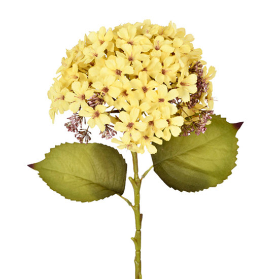 Imagem HASTE DECORATIVA EM PLÁSTICO MOLDÁVEL DE HORTÊNSIA AMARELO OUTONO 62X22 CM - GRILLO