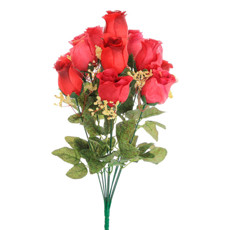 Imagem de BUQUÊ DECORATIVO EM PLÁSTICO MOLDÁVEL DE BOTÕES DE ROSAS VERMELHAS 47X30 CM - GRILLO - Grillo Ltda