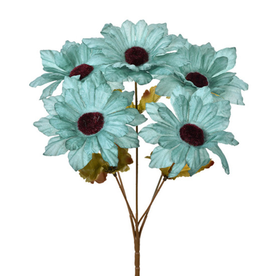 Imagem BUQUÊ DECORATIVO EM PLÁSTICO MOLDÁVEL DE GERBERA AZUL OUTONO 30X14 CM - GRILLO