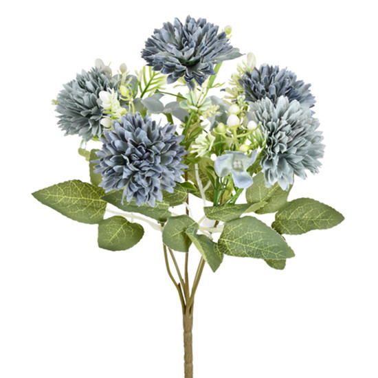 Imagem BUQUÊ DECORATIVO DE MINI CRISÂNTEMO AZUL EM PLÁSTICO MOLDÁVEL 28X12 CM - GRILLO